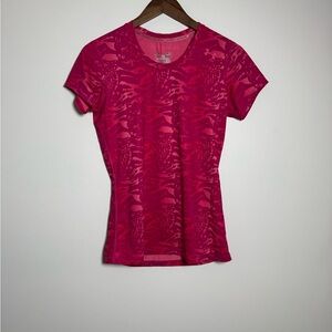 Under Armour HeatGear Pink Patterned Fitted Athletic Top Size Small